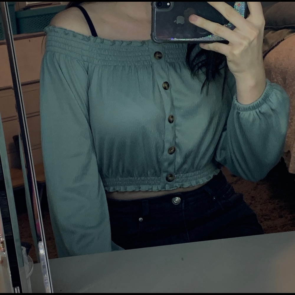 off the shoulder long sleeve blouse